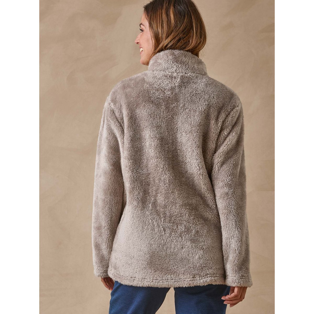 Sweat-shirt col montant maille douce vison, DAXON