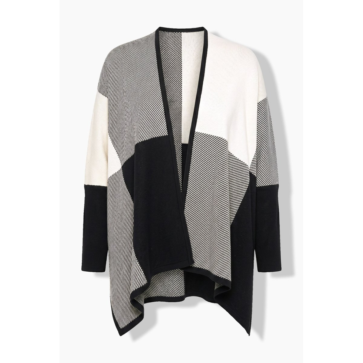 Poncho à carreaux, coupe ouverte noir, ULLA POPKEN