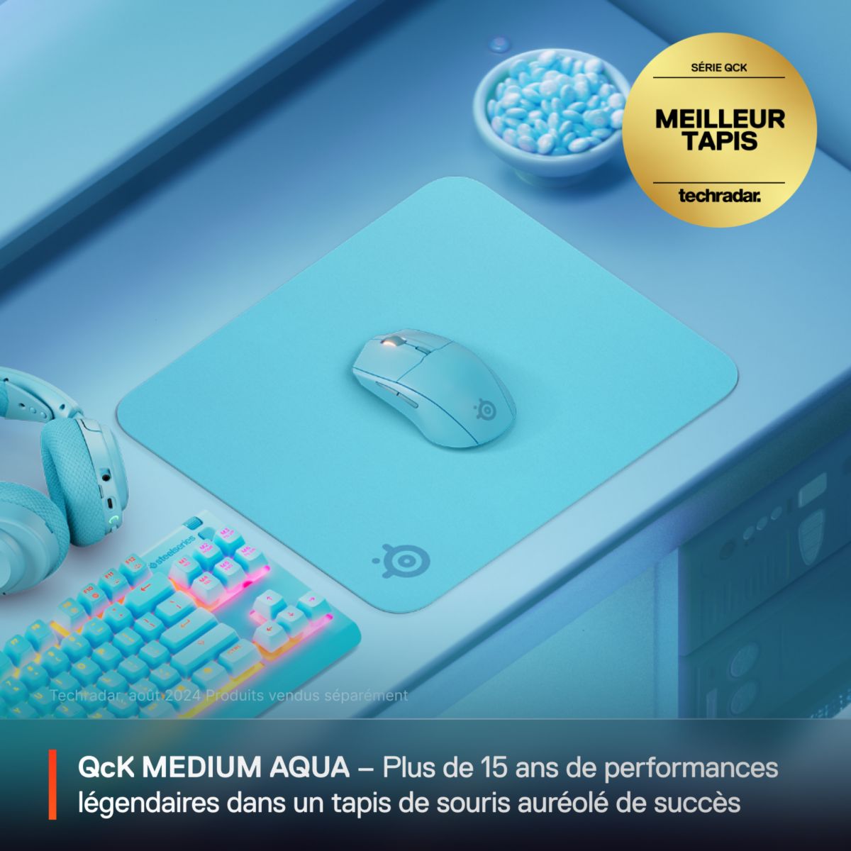 Tapis de souris QcK M Aqua couleur unique, STEELSERIES