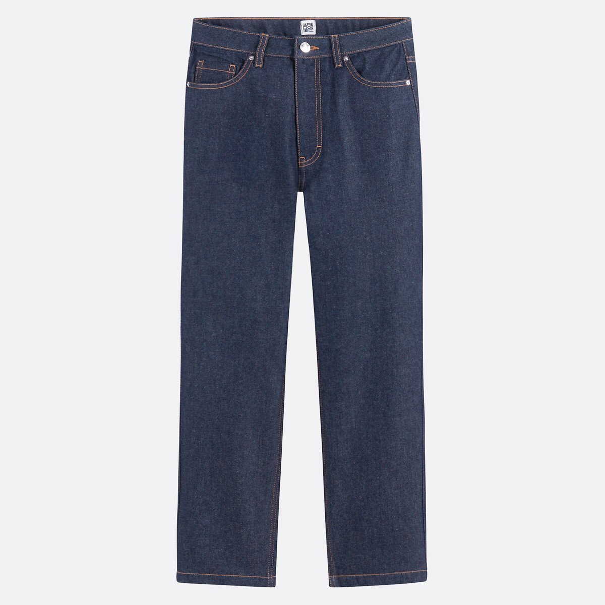 Straight Ankle Grazer Jeans with High Waist untreated blue, LA REDOUTE COLLECTIONS