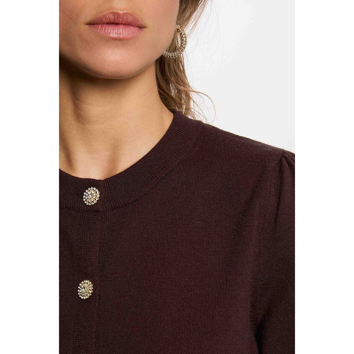 Knitted Buttoned Cardigan chocolate, MORGAN