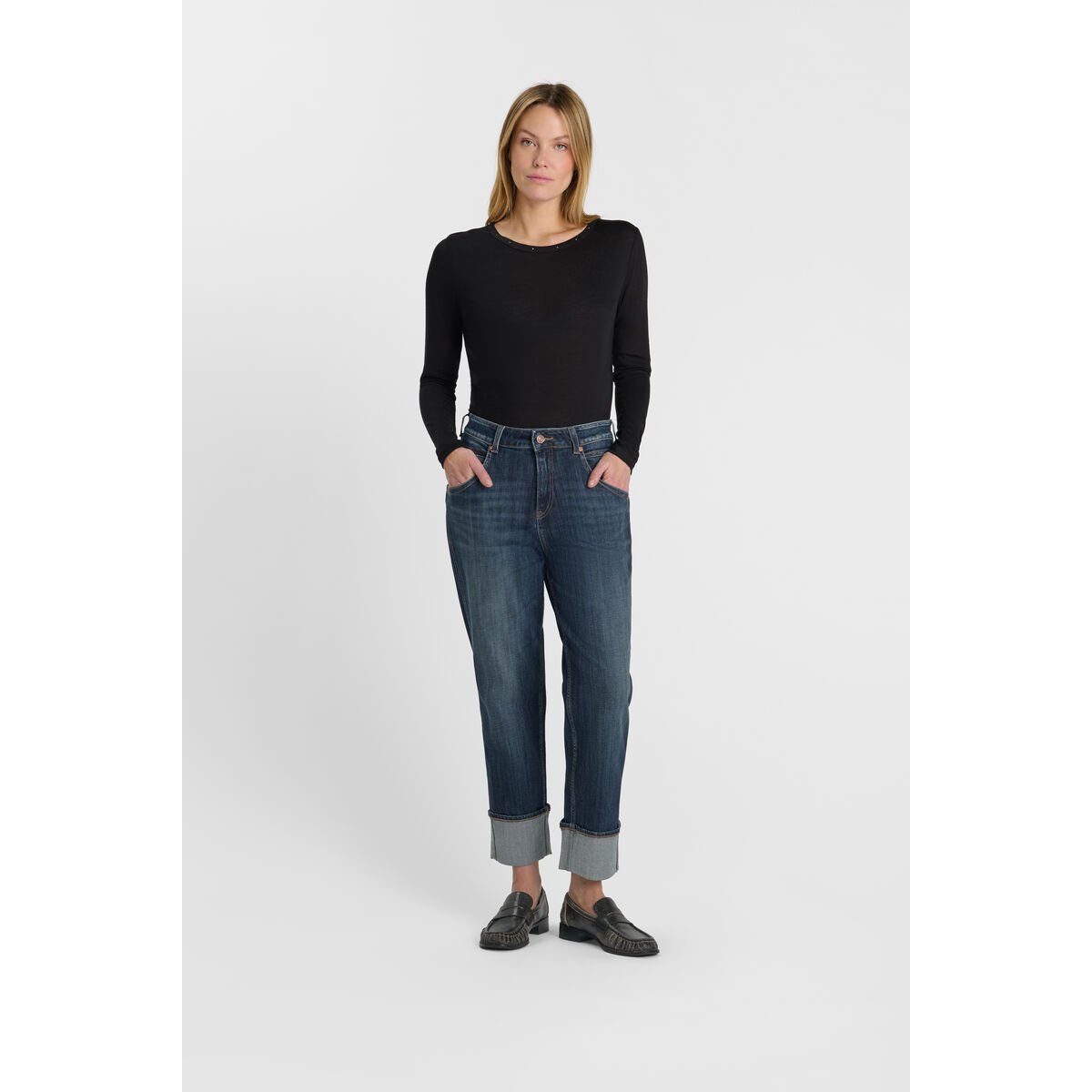 Jeans loose, large 400/60 girlfriend , 7/8ème blue, LE TEMPS DES CERISES