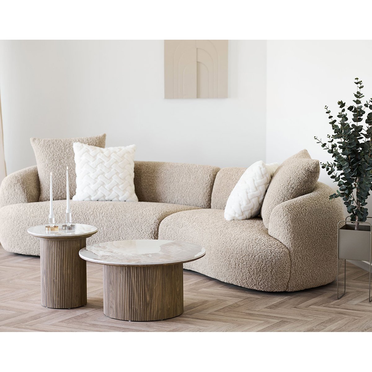 Table basse plateau effet marbre, LYSA bois / blanc, BEST MOBILIER