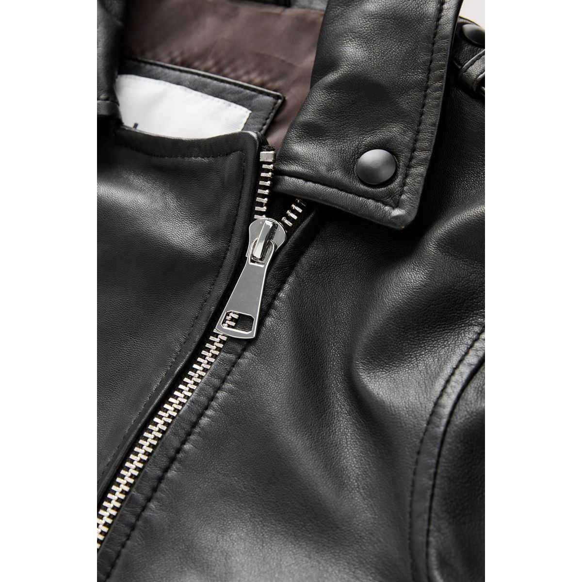 Veste motard en cuir véritable n. premium noir, NEXT