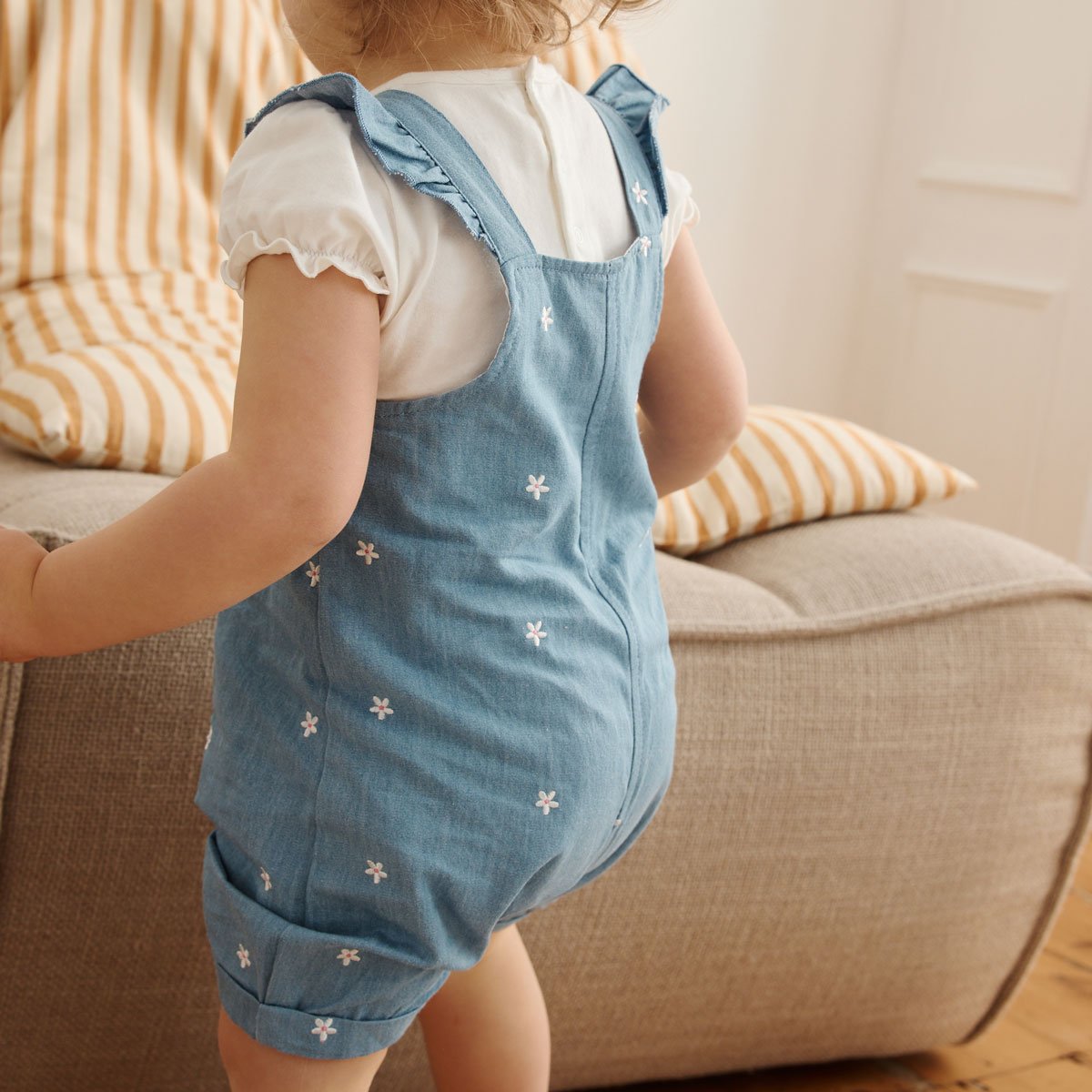 Salopette bébé en chambray Ciao Milano bleu, PETIT BEGUIN