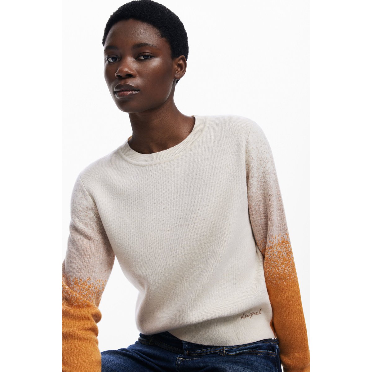 Pull dégradé blanc, DESIGUAL