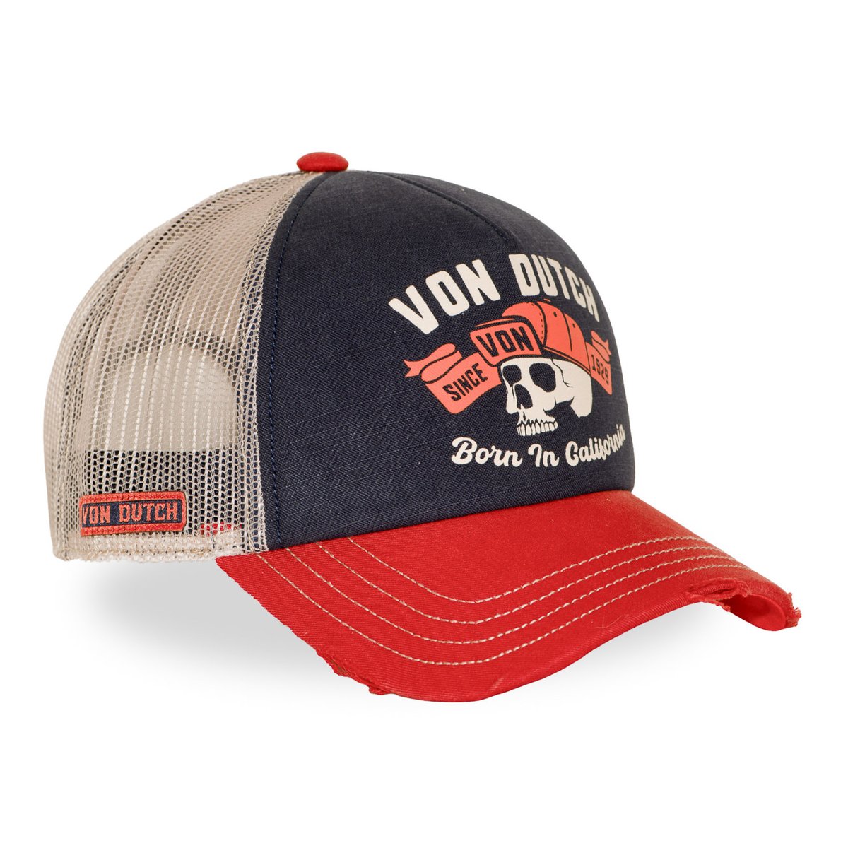 Casquette trucker Crew rouge/bleu foncé/beige, VON DUTCH