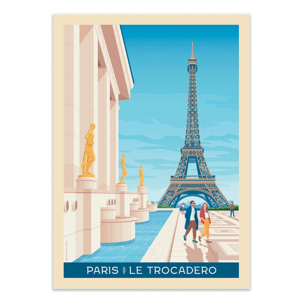 Affiche d'art - Paris Trocadero - Olahoop Travel Posters couleur unique, WALL EDITIONS