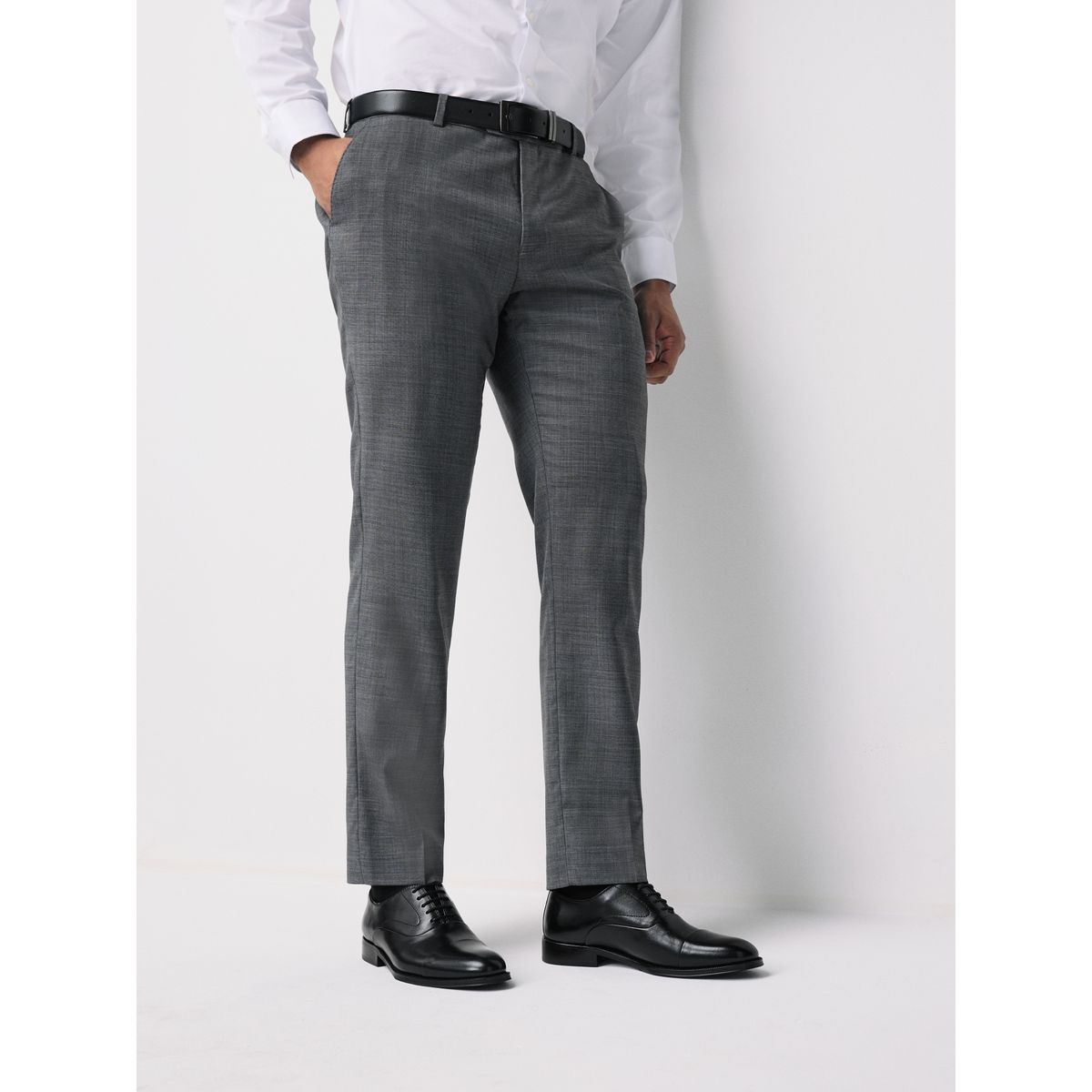 Chaussures oxford en cuir à bout rapporté noir, NEXT