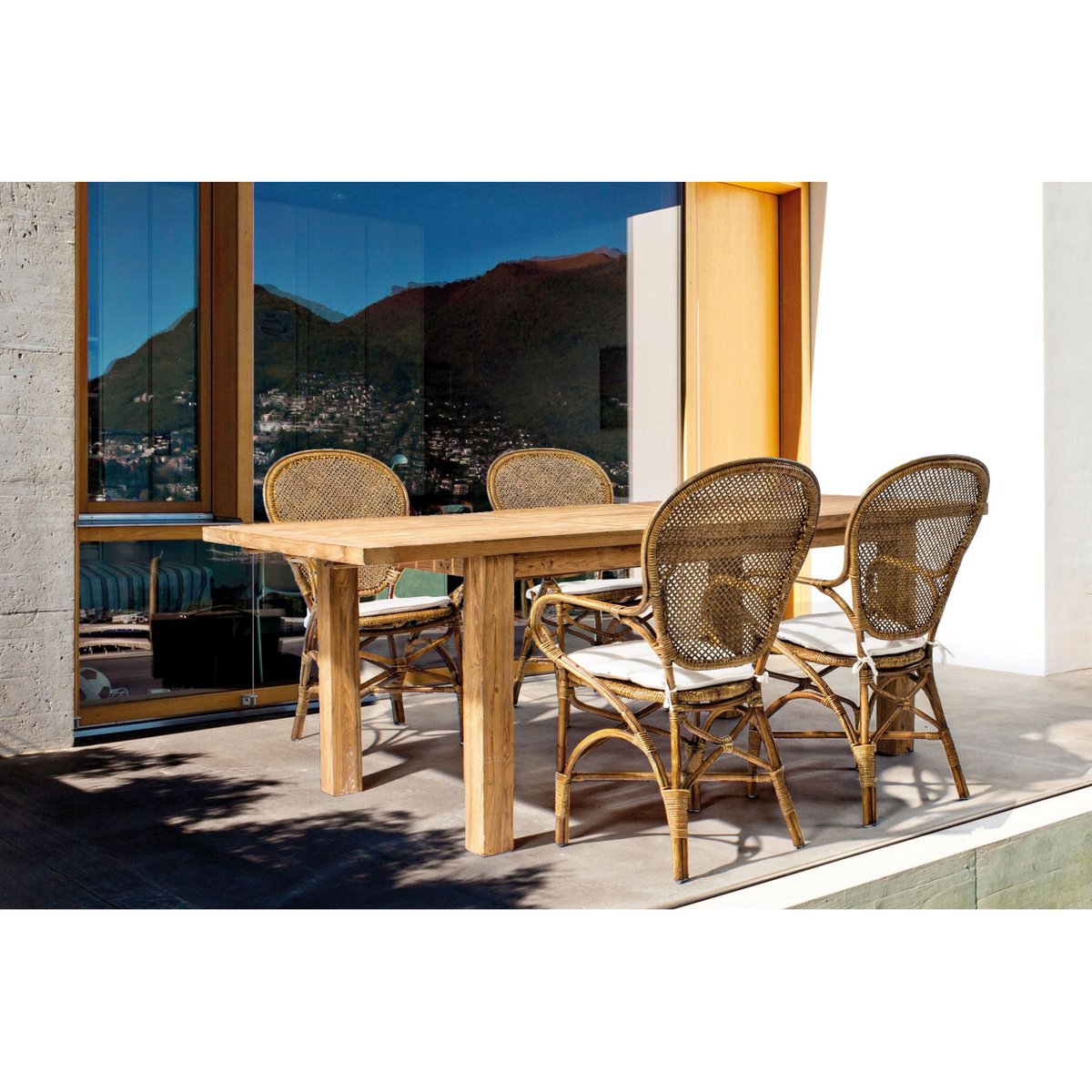 Table de jardin extensible en teck recyclé L160/220 - SAINT MALO bois clair, HELLIN, DEPUIS 1862