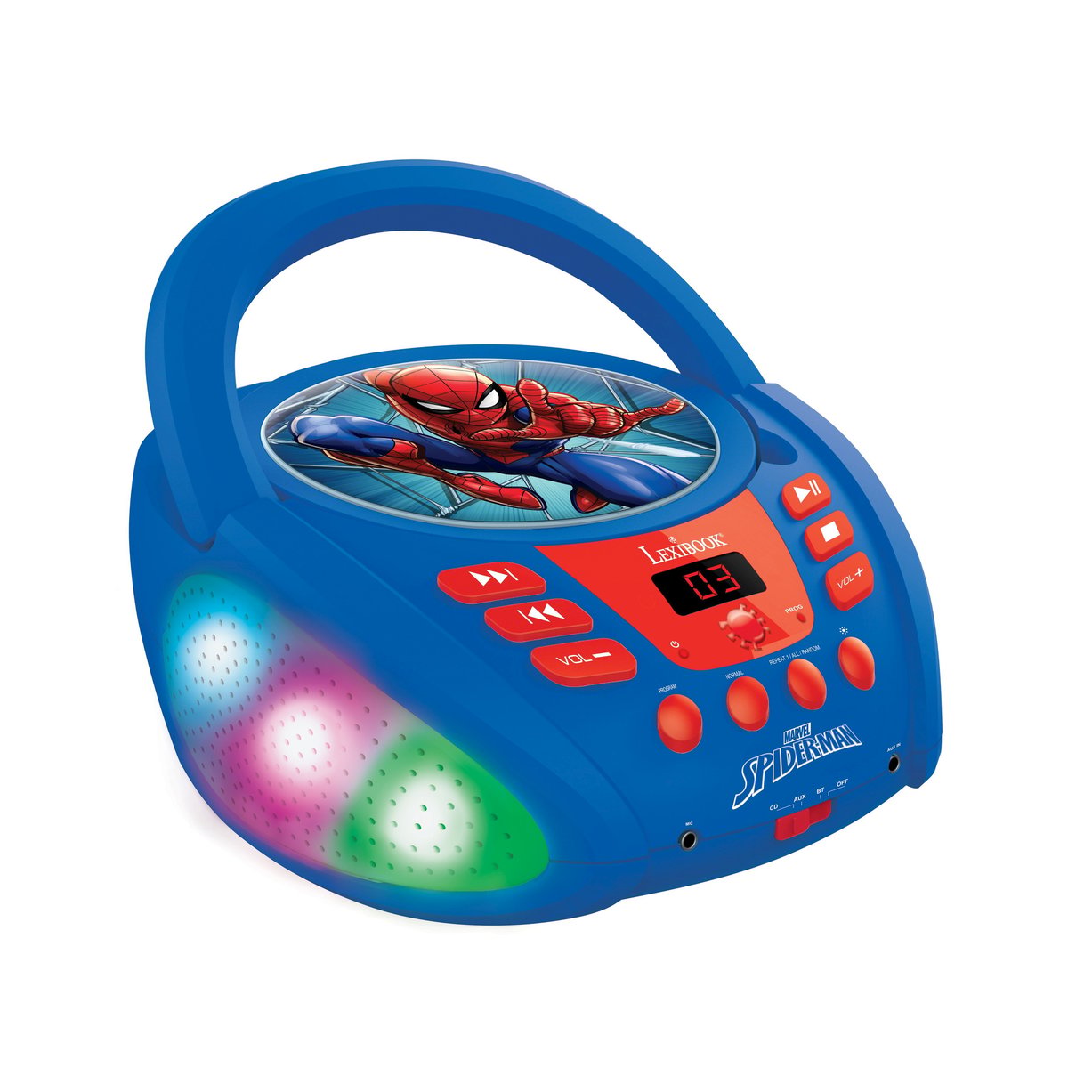 Lecteur CD Bluetooth Spider-Man bleu, LEXIBOOK