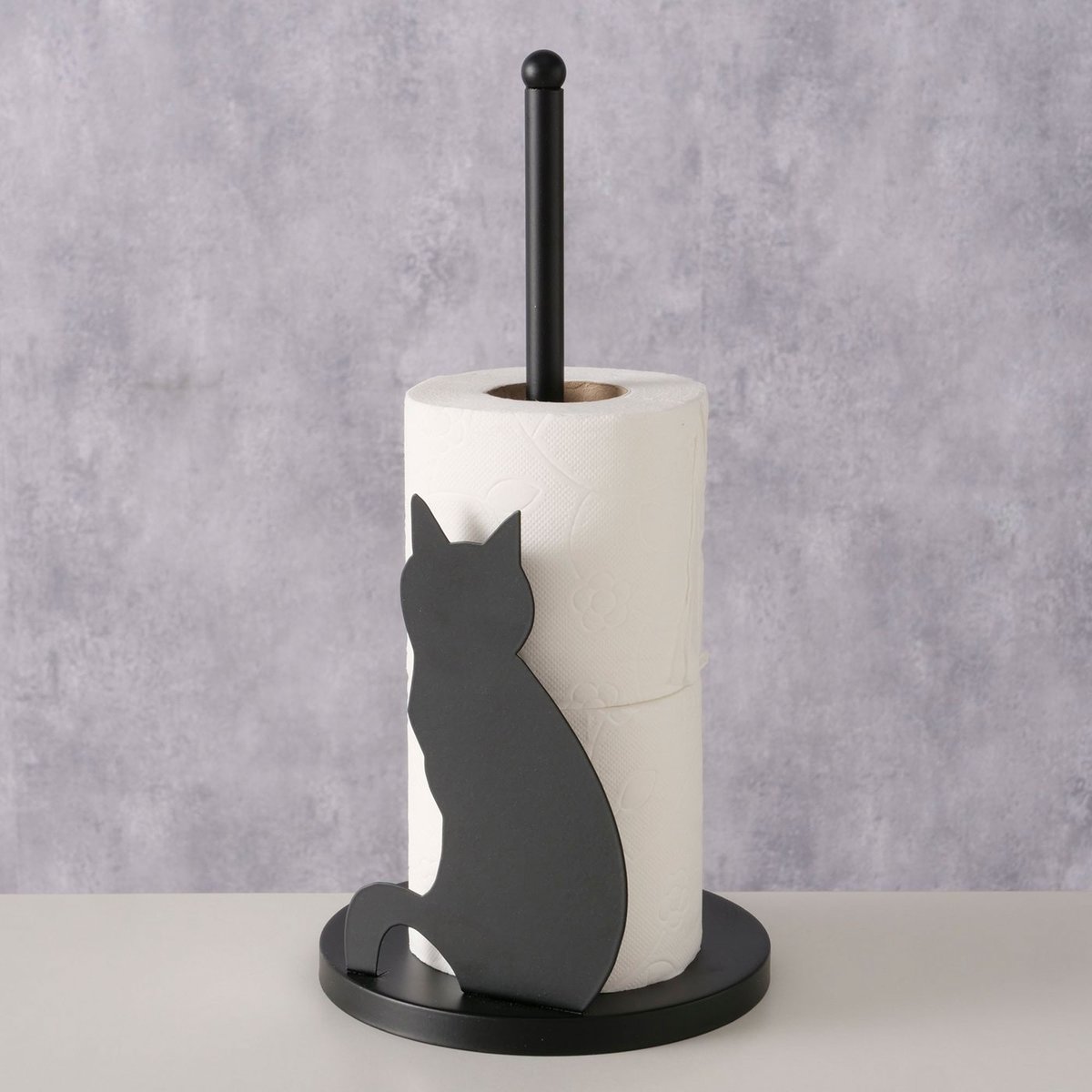 Porte papier WC réserve métal noir chat 15x15x31cm noir, WADIGA