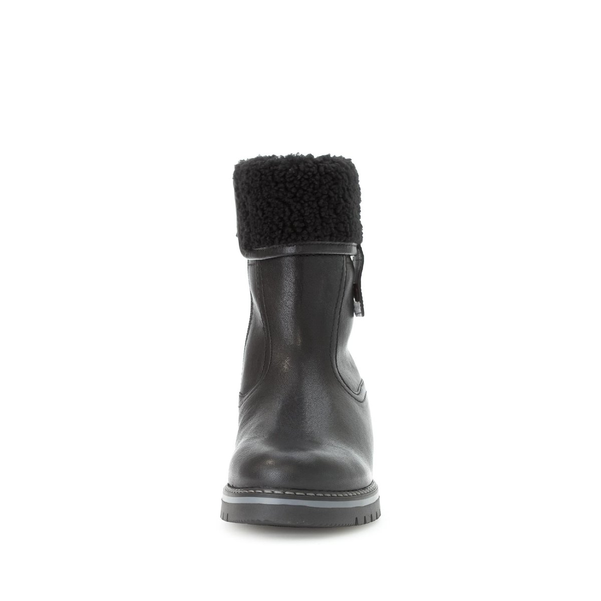 Bottines mid en cuir lisse à talon décroché noir lisse, GABOR