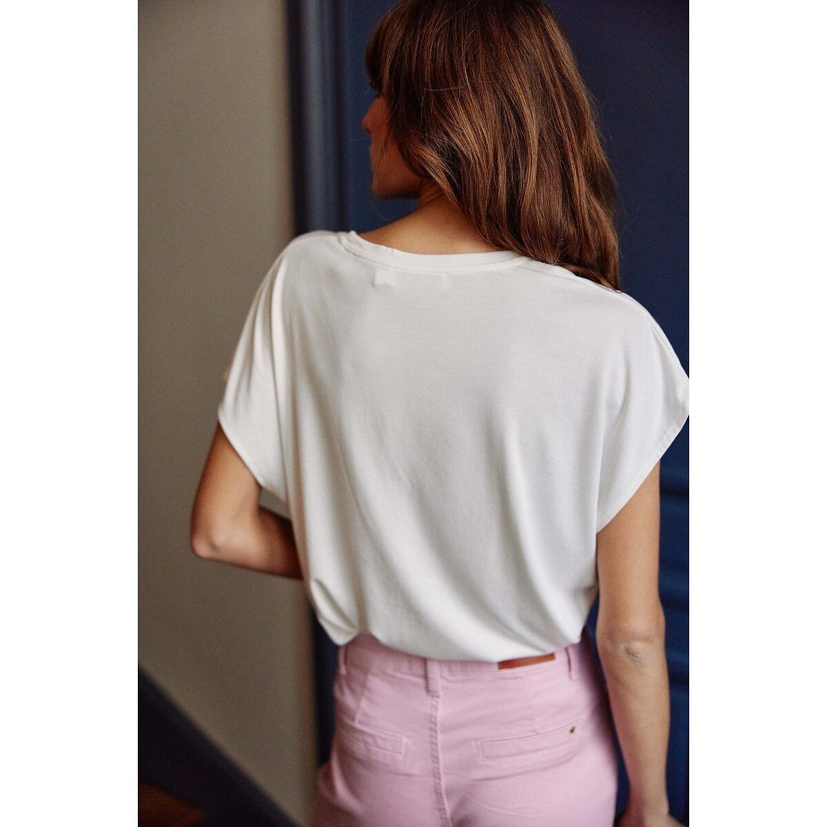 T-shirt ample col V, MARCELLINA blanc, LA PETITE ETOILE
