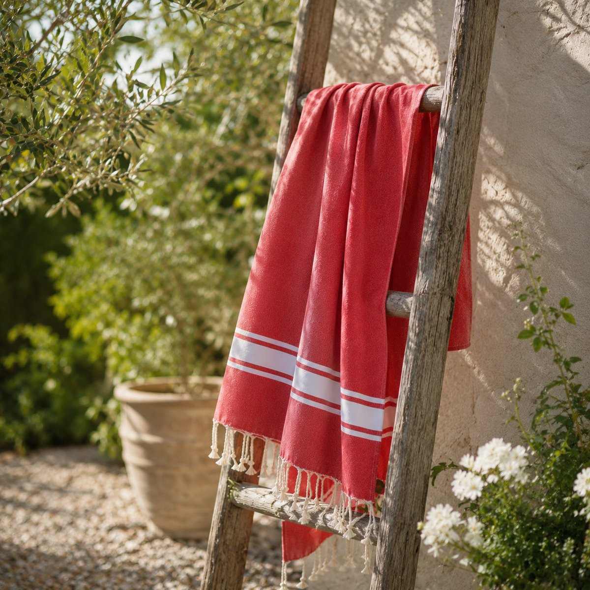 Fouta XXXL coton ST TROPEZ rouge corail, FEBRONIE
