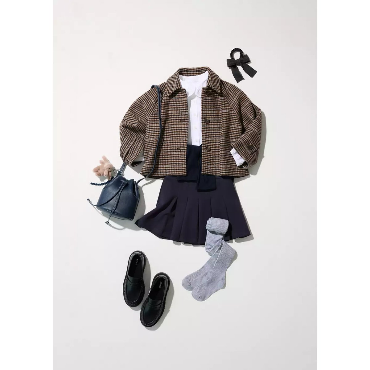 Jupe-short plissée bleu marine, MANGO KIDS