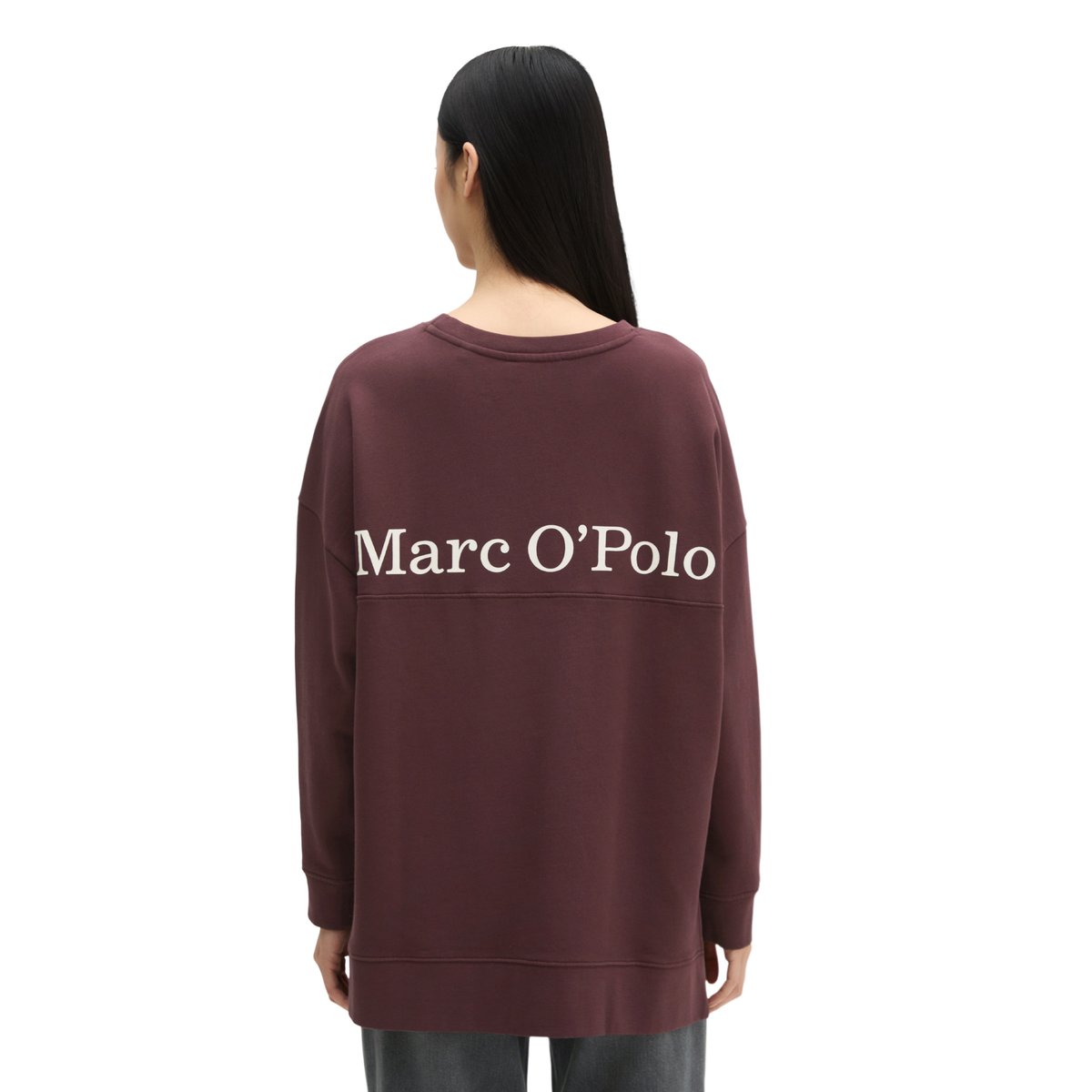 Sweat-shirt à logo loose en coton organique rouge, MARC O'POLO