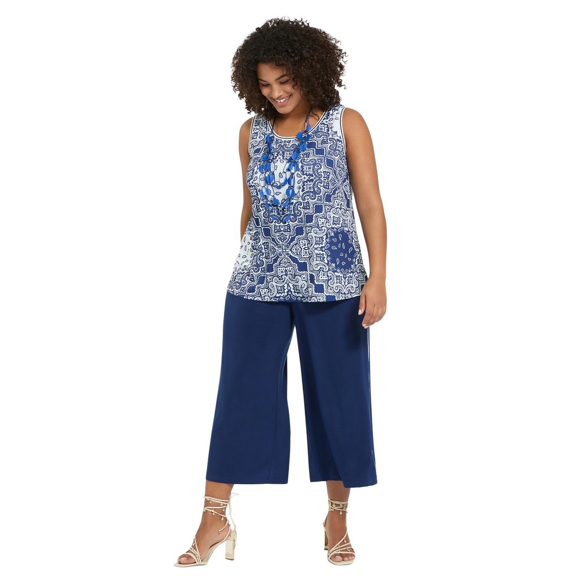 Pantalon cropped bleu, FIORELLA RUBINO