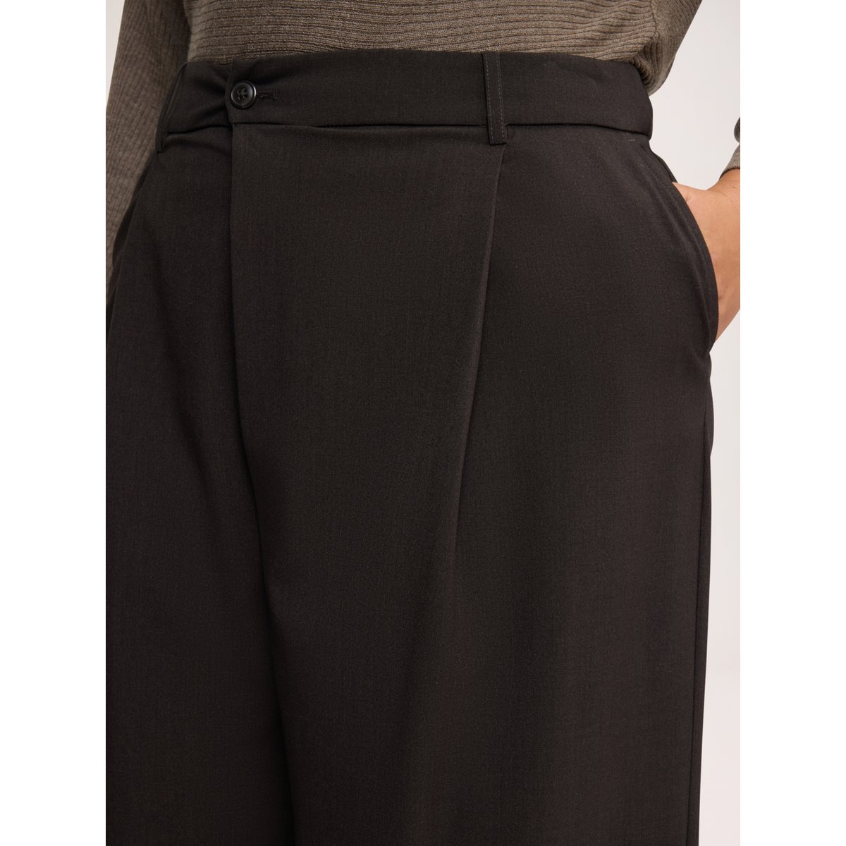 Pantalon palazzo avec fermeture portefeuille marron, FIORELLA RUBINO
