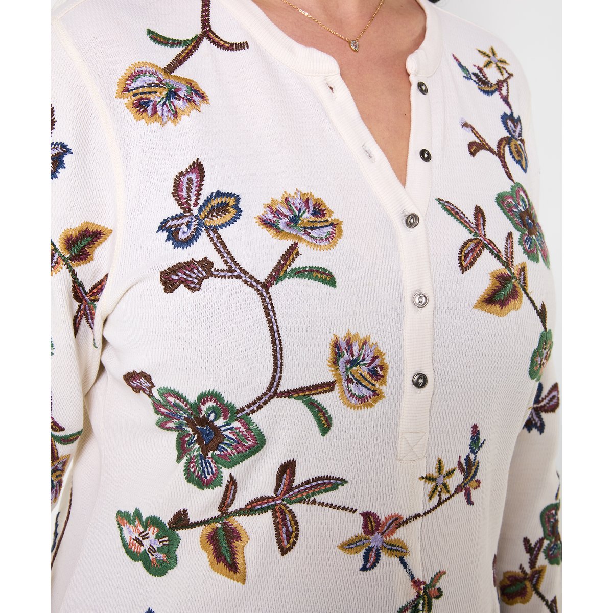 Henley en Jersey Brodé Ellie beige, JOE BROWNS