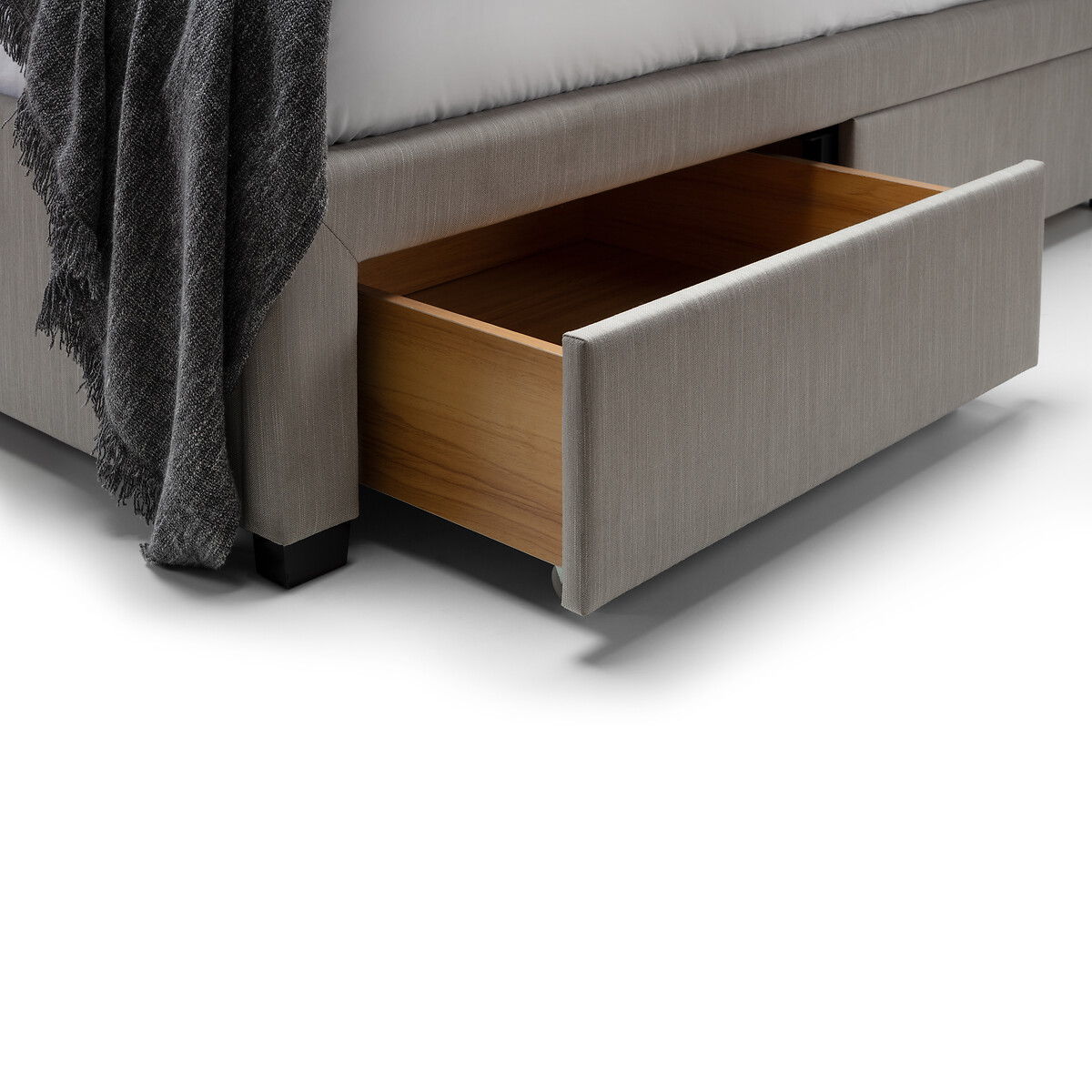Bradford Buttoned Linen Bed with Storage Drawers grey, SO'HOME