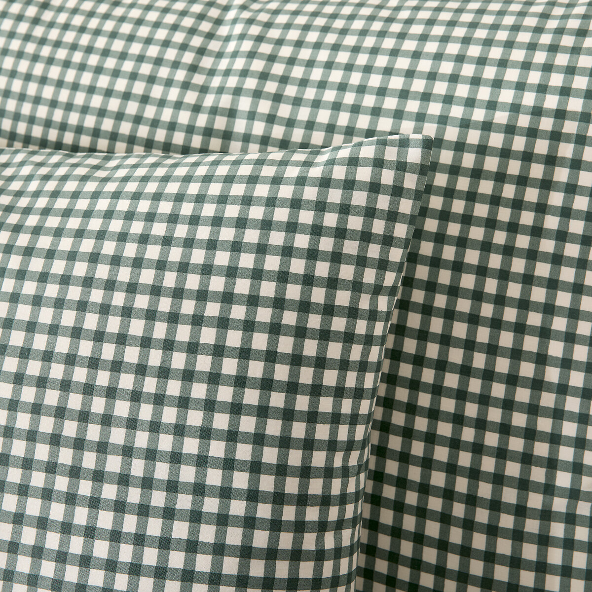 Set di biancheria da letto in cotone riciclato al 30%, federa quadrata, stampa a quadri, LESIA verde vichy, LA REDOUTE INTERIEURS