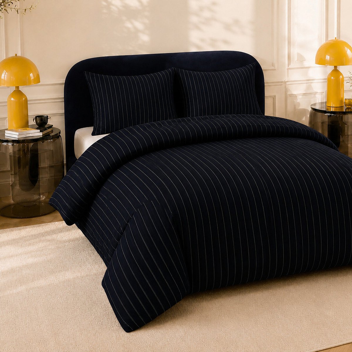 Parure de lit en percale de coton rayures verticales, LOYD multicolore, ATELIER DU COTON