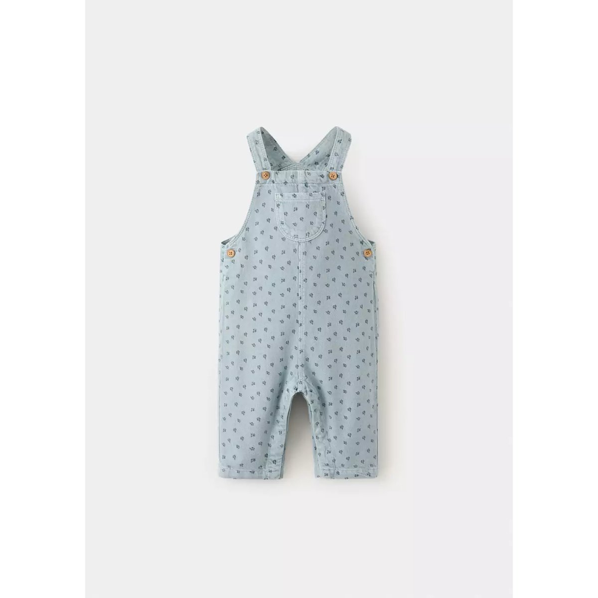 Salopette en jean imprimé fleuri bleu, MANGO BABY