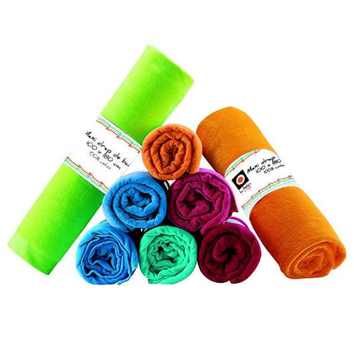 Serviette drap de plage velours 100 x 180 cm uni rouge orange, EDEN