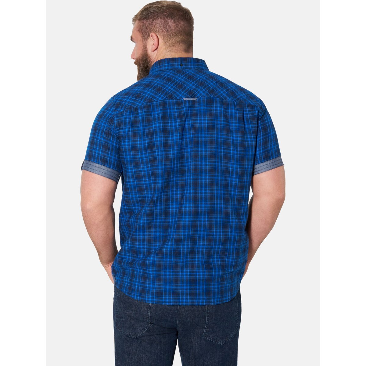 Chemise à manches courtes ONBERT bleu foncé à carreaux, JAN VANDERSTORM