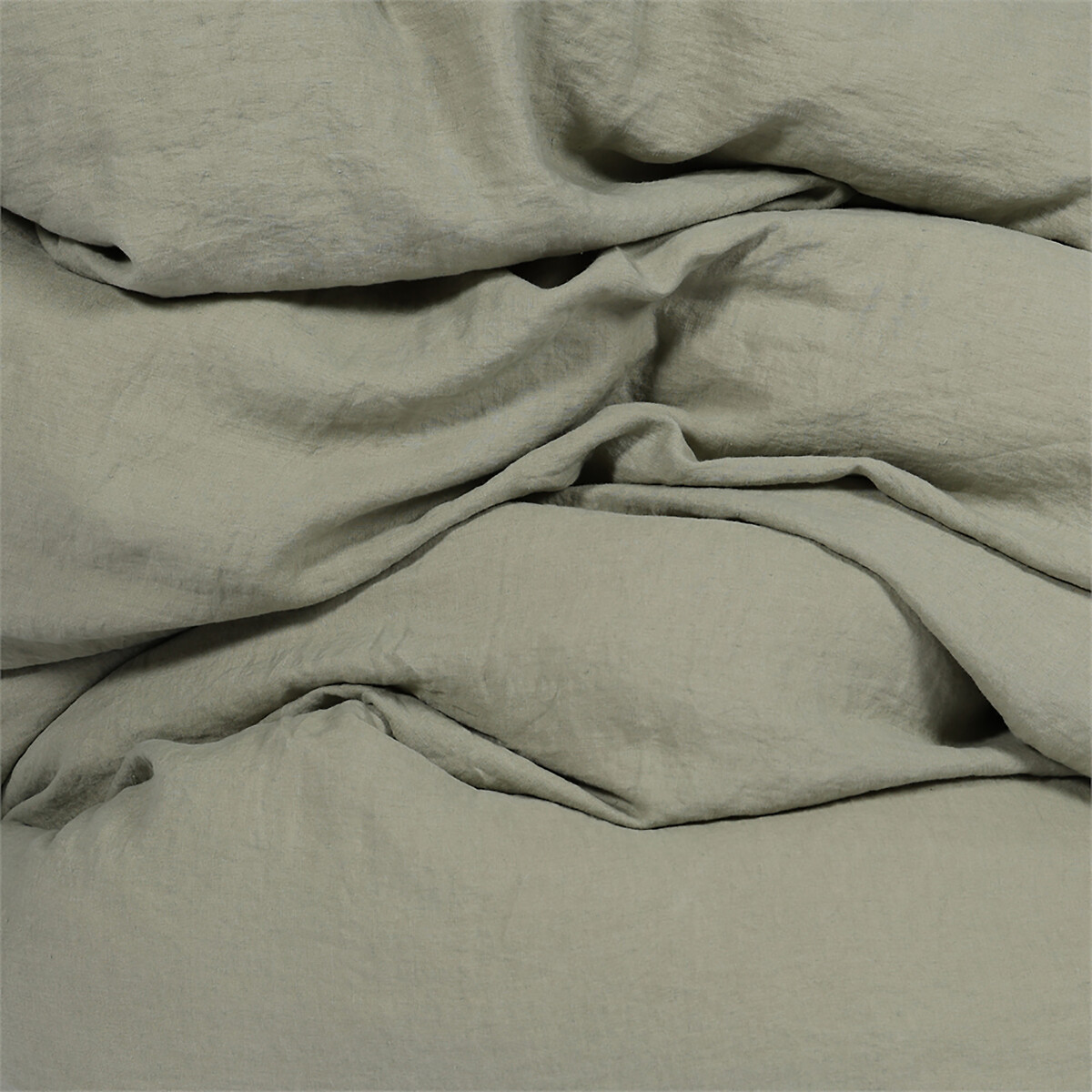 Fourre de duvet en lin lavé - Nico - avec taie(s) 65*65 - couleur verte vert, EUROPE & NATURE