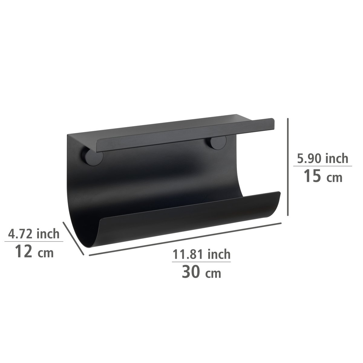 Etagère murale de cuisine, porte rouleau JET noir, WENKO