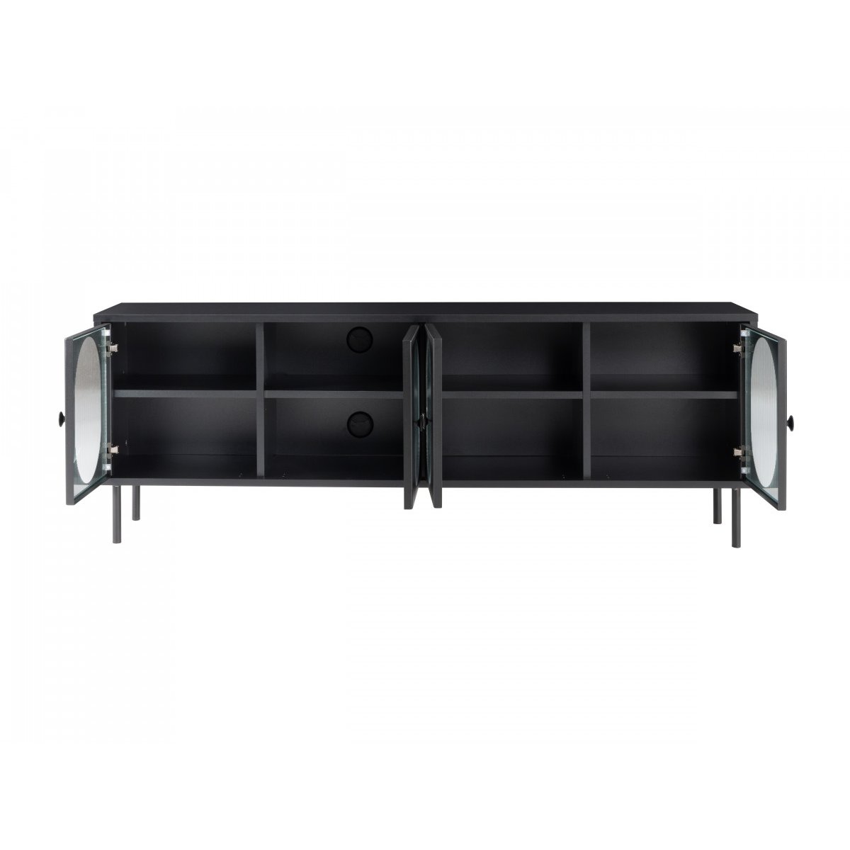 Meuble TV 161 cm panneaux de particules, SOHAN noir, BOBOCHIC