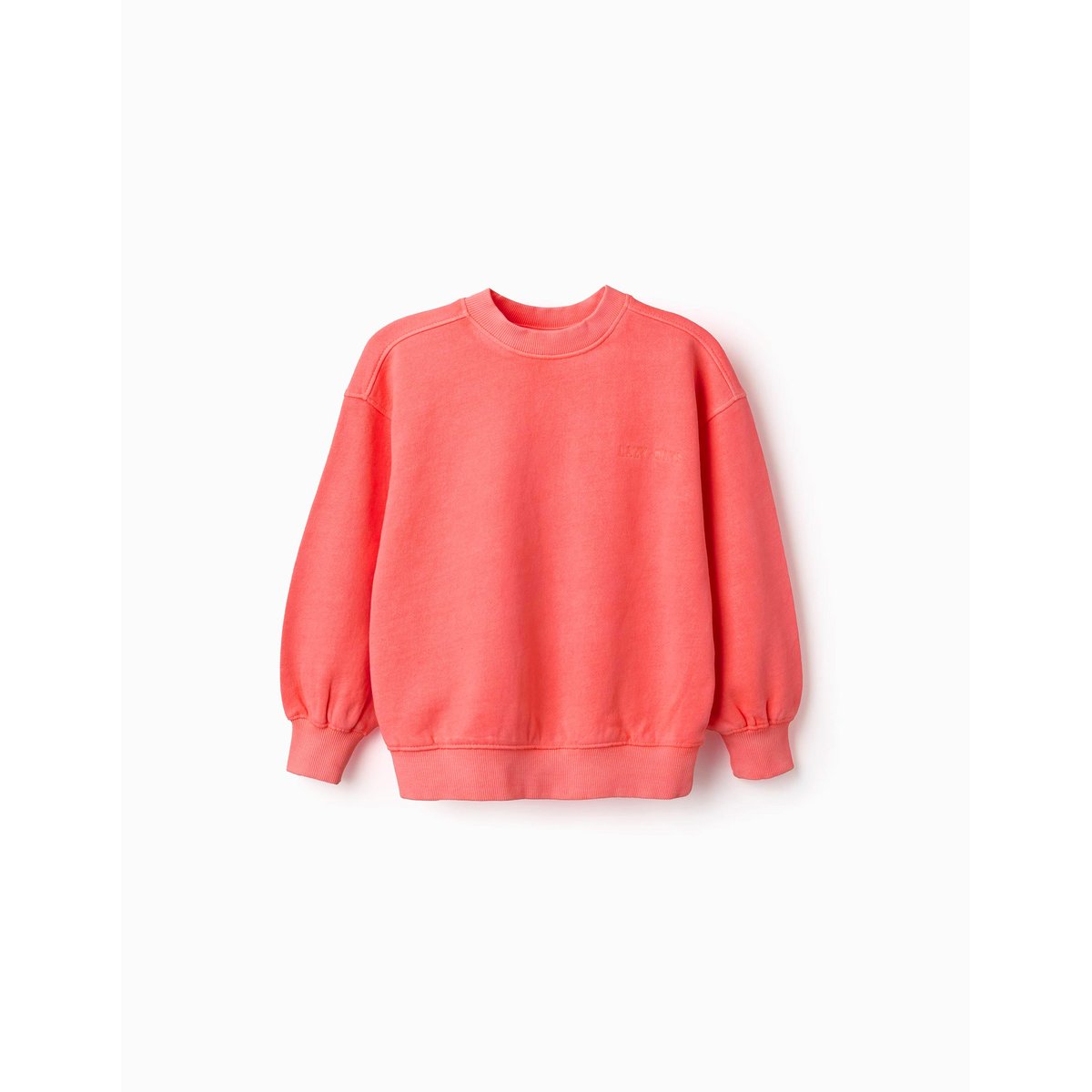 Sweat en coton avec épaules tombantes corail clair, ZIPPY