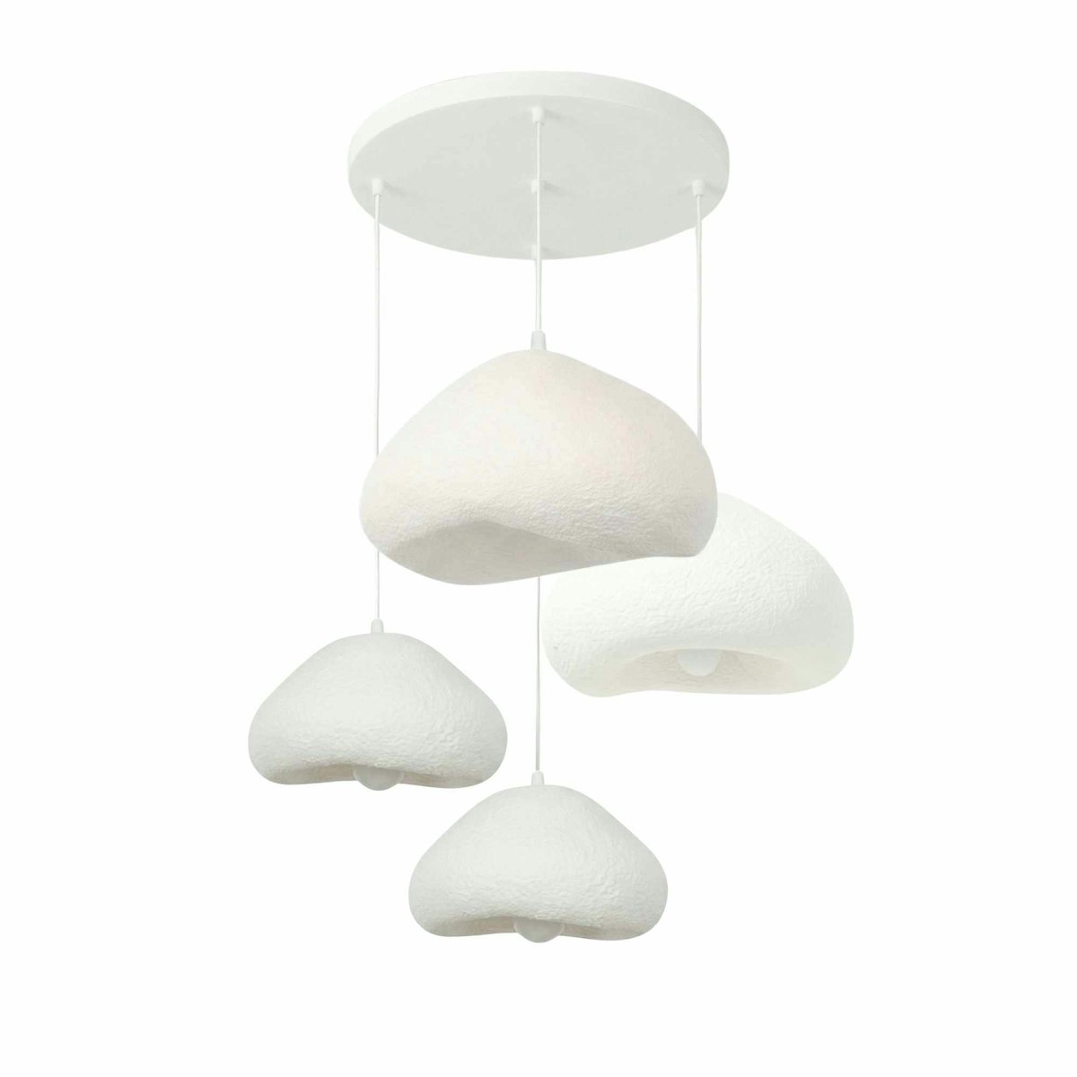 Suspension ronde 4 lampes hauteur réglable NOXIS blanc, PIER IMPORT