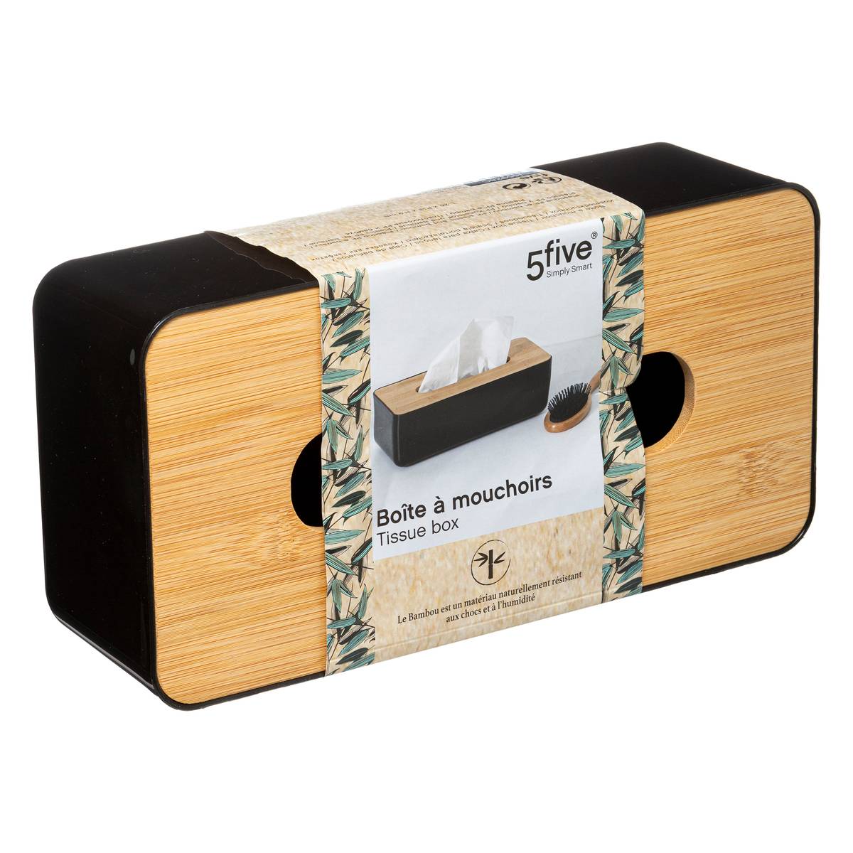 Boîte à mouchoirs avec couvercle en bambou NATURÉO noir, 5FIVE SIMPLY SMART