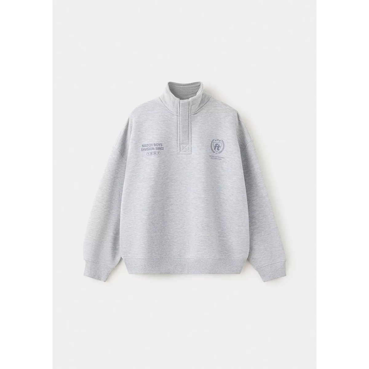 Sweat-shirt à col montant, coupe ballon gris chiné moyen, MANGO KIDS