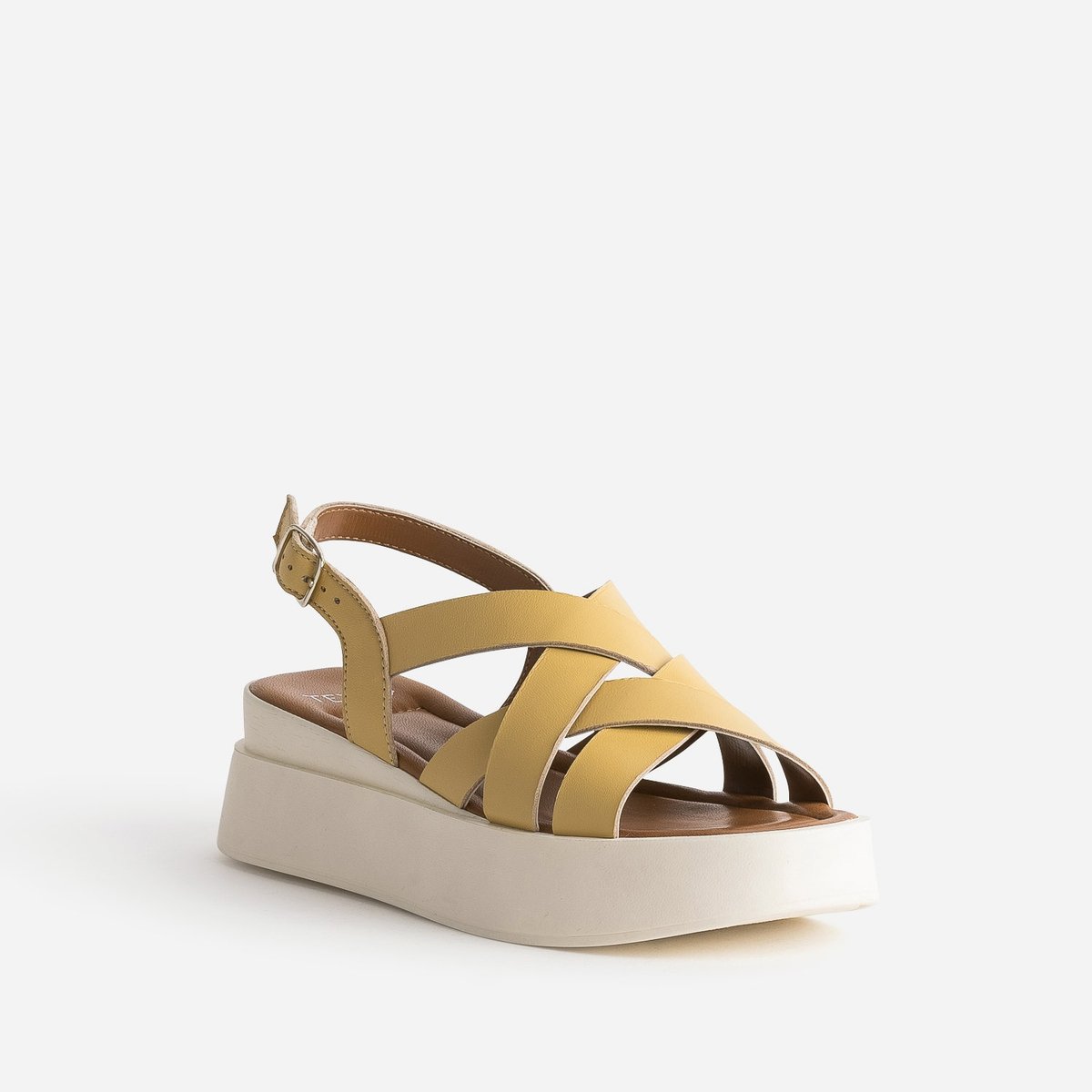 Sandale À Talon en cuir TANEA jaune, TEXTO