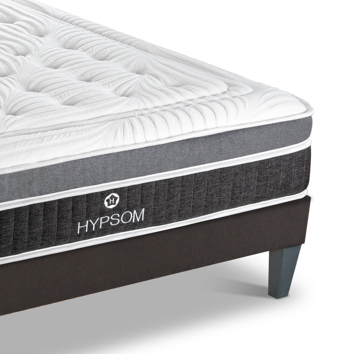 Ensemble ELEGANCE place Matelas Mémoire de forme + Sommier Bois blanc, HYPSOM