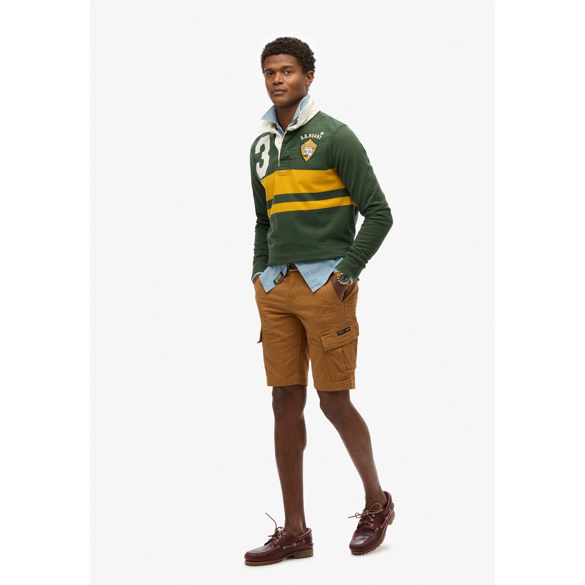 Short Cargo Organic Coupe Décontractée marron denim co tobacco, SUPERDRY