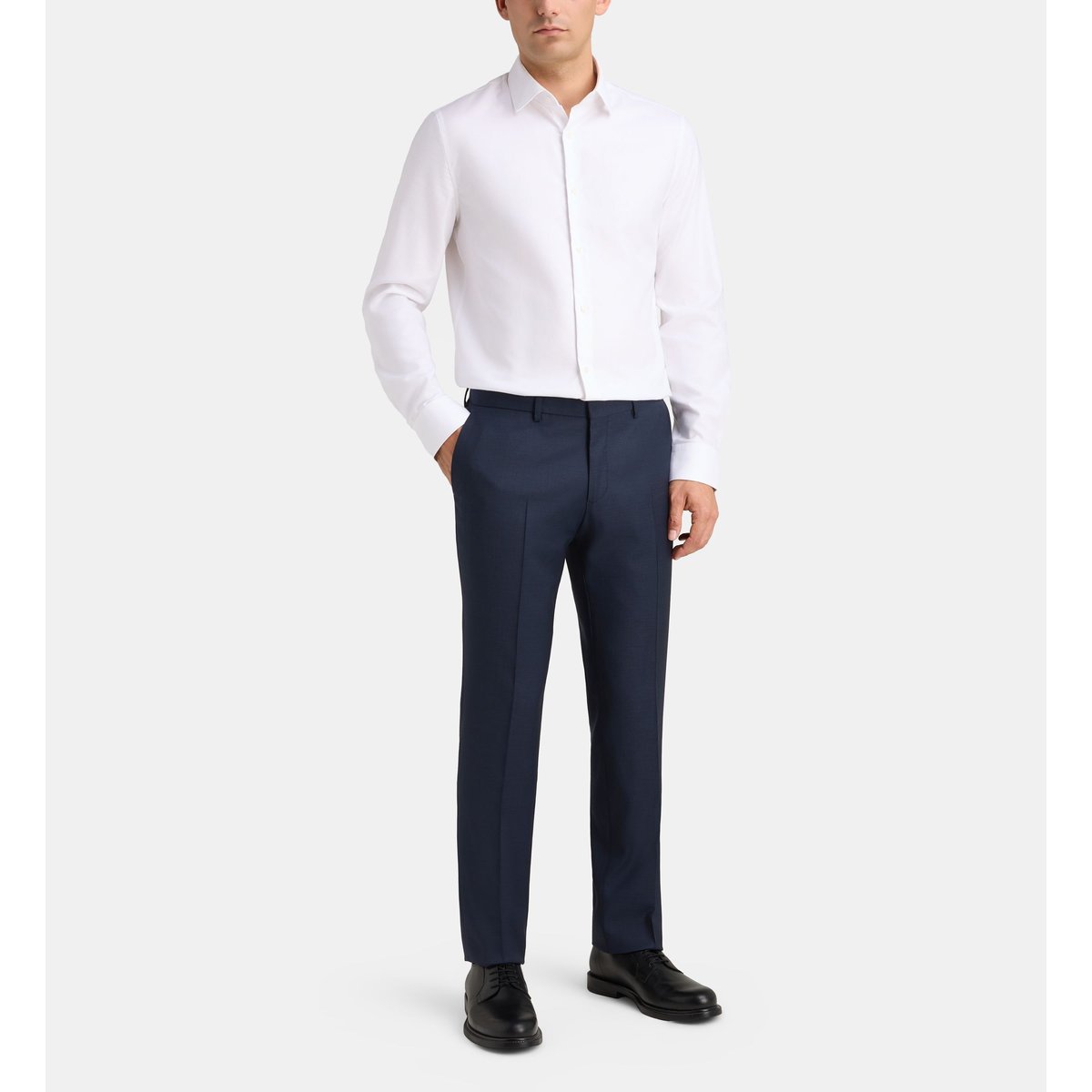 Pantalon de costume ajusté bacco armure laine italienne bleu marine, COMPTOIR GL