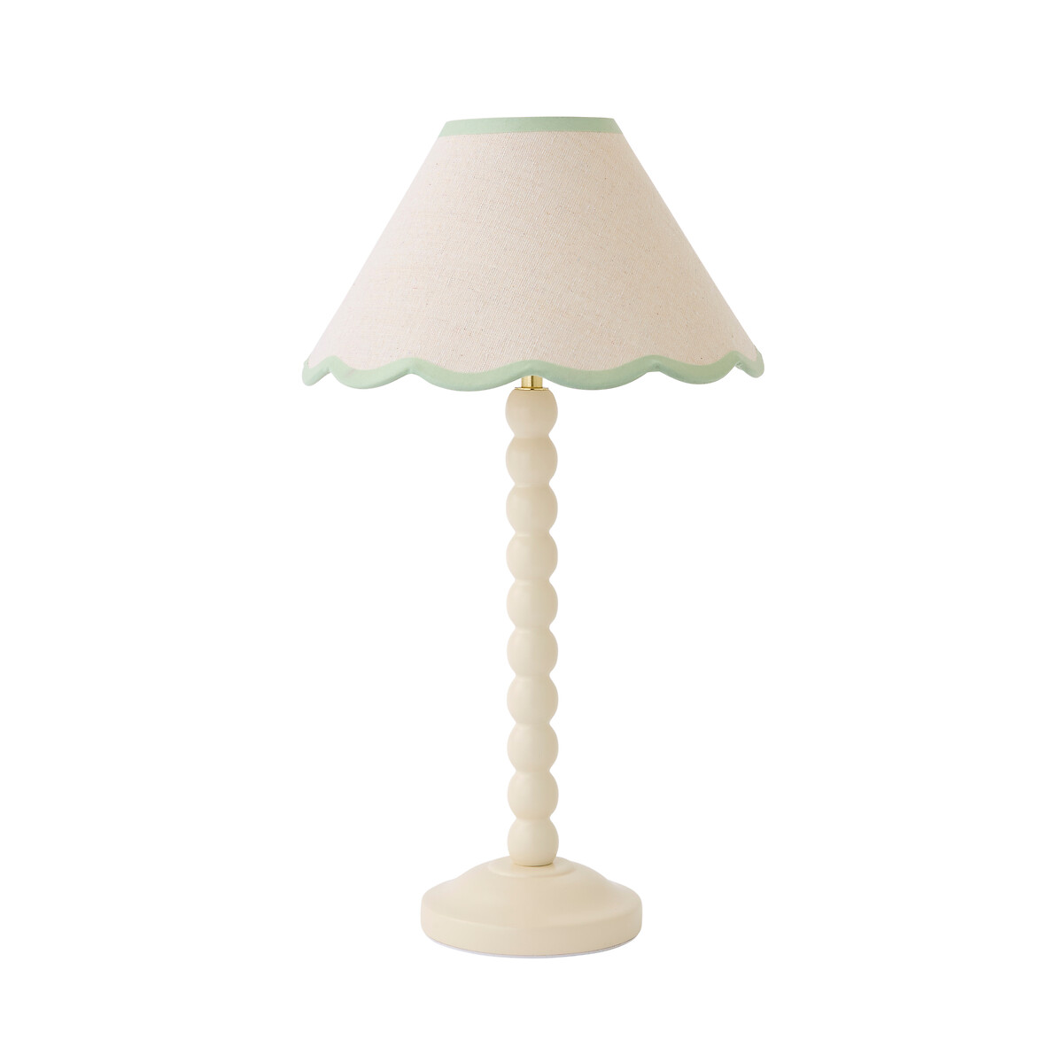 Bobbie Painted Cream Bobbin Table Lamp with Scallop Shade sage green, SO'HOME