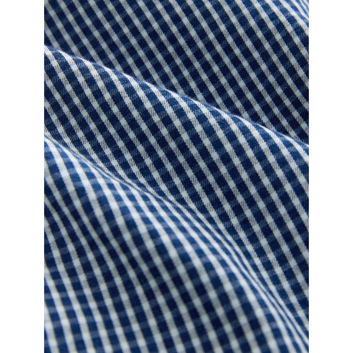 Blouse en jean à manches bouffantes vichy marine, NEXT