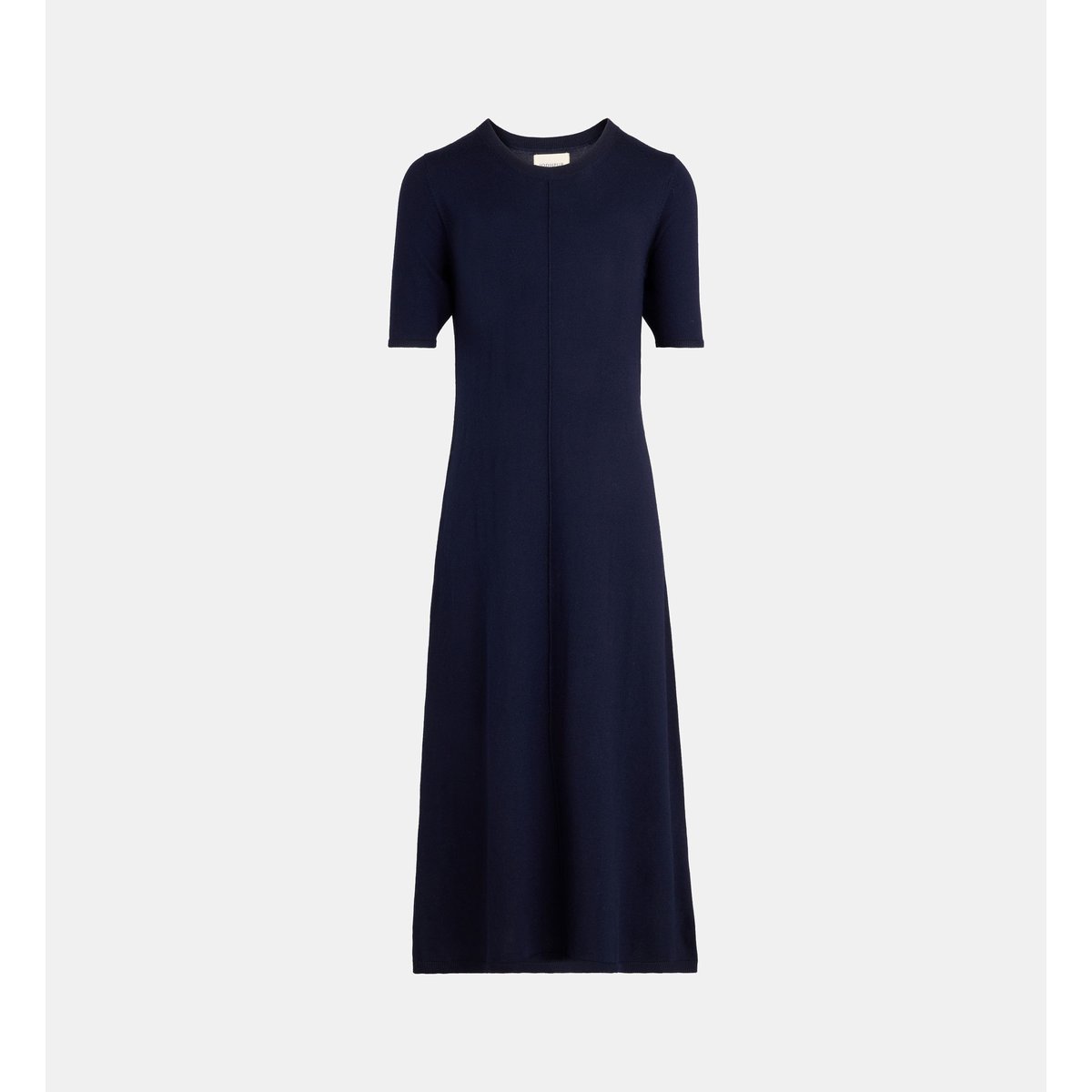 Robe pull droite mi longue otiare en laine mérinos bleu marine, JODHPUR
