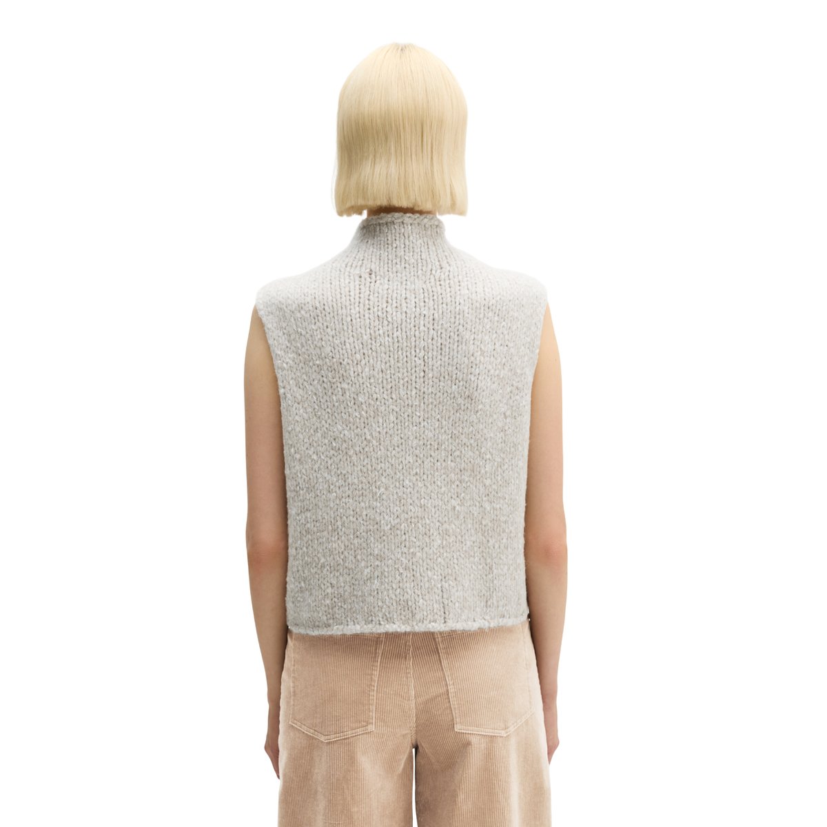Gilet sans manches à mailles torsadées, style décontracté en mélange de laine d'alpaga douce marron clair, MARC O'POLO
