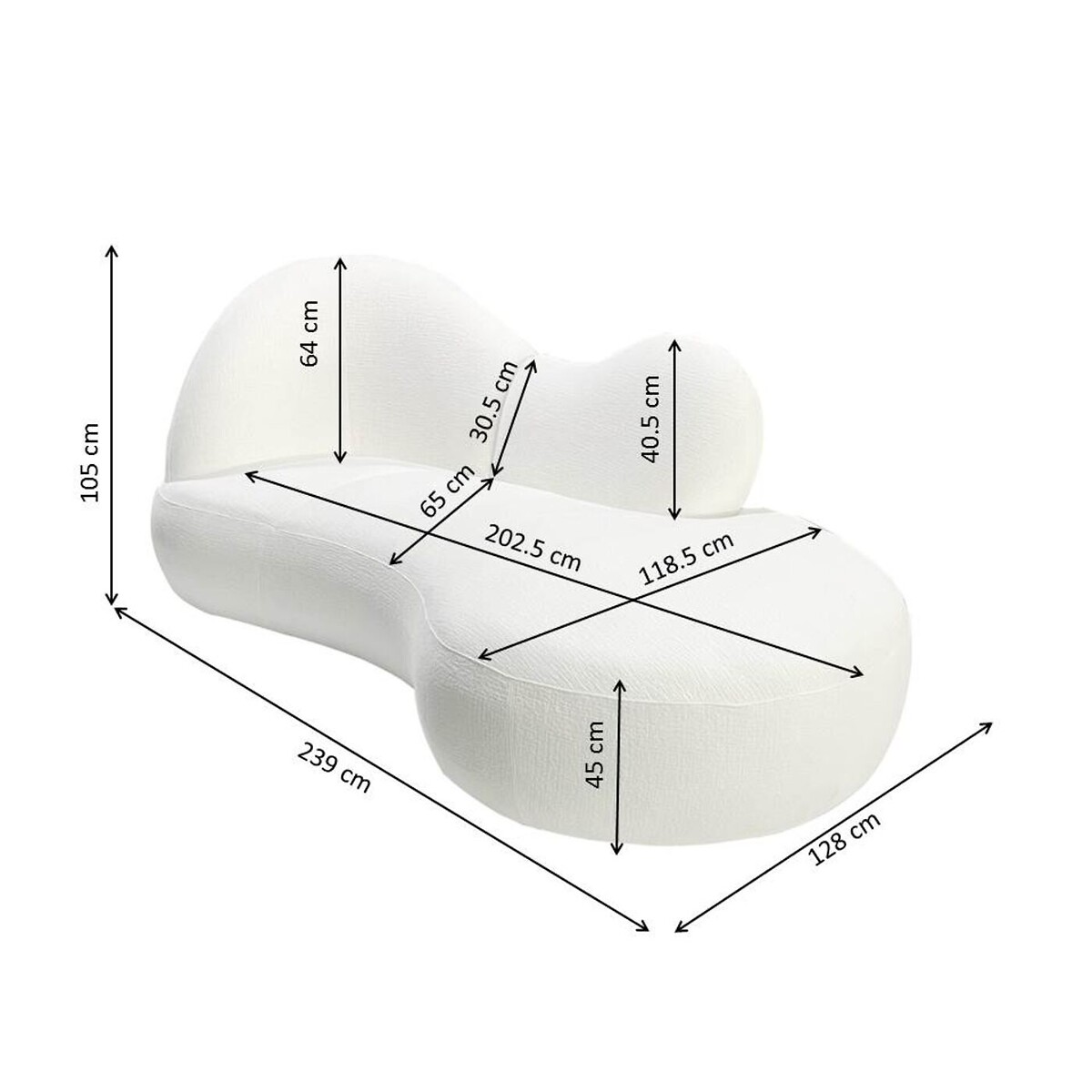 Recamiere Cloud Nest Creme 239cm beige, KARE DESIGN