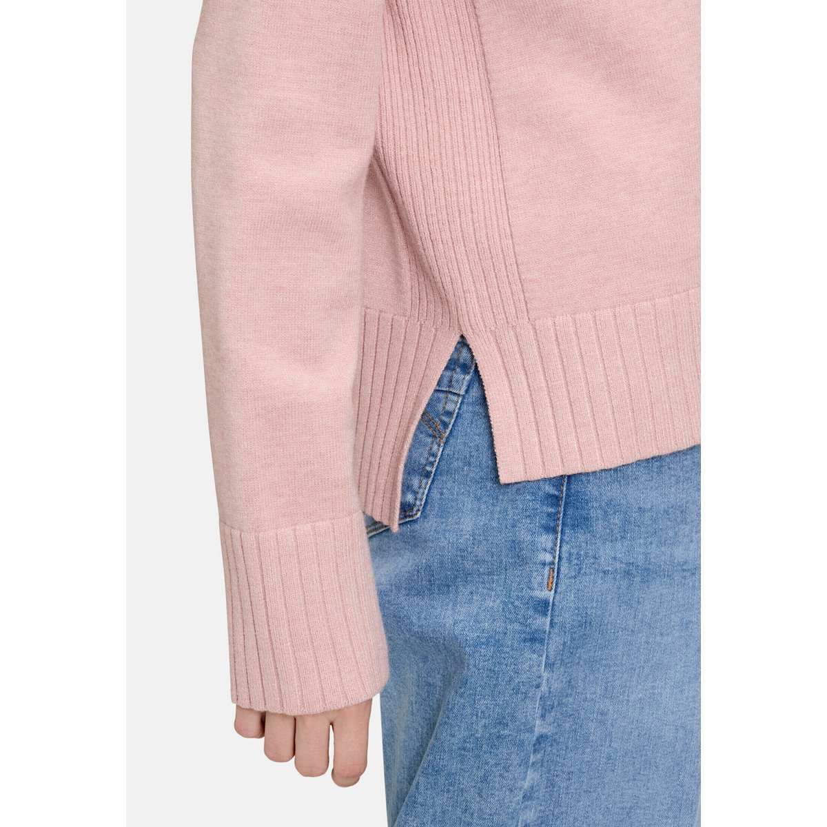 Pull-over en fine maille à col montant pale mauve melange, BETTY BARCLAY