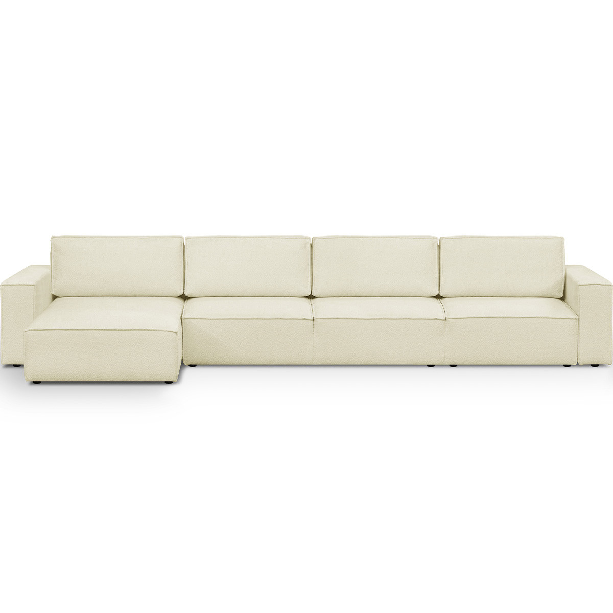 Canapé d'angle convertible 7 places en tissu bouclé - HARPER MOD ecru, HOMIFAB