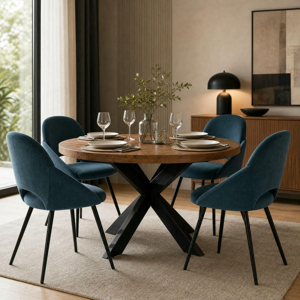 Table à manger ronde en bois de manguier Ø140 cm FULTON bois naturel, PIER IMPORT