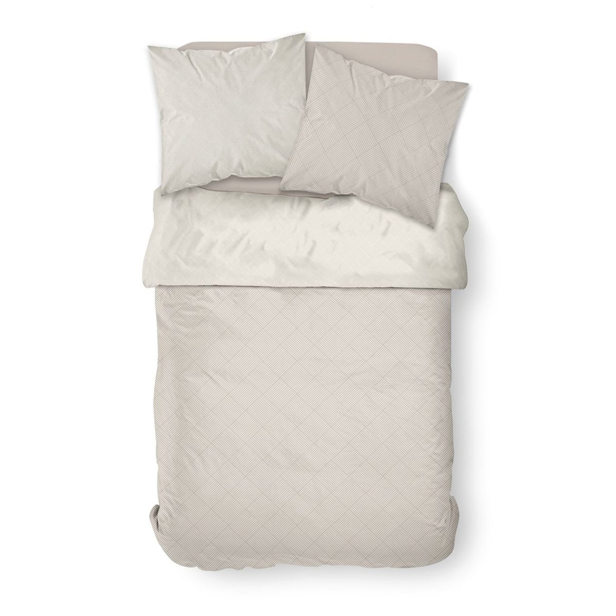 Parure de lit 2 personnes imprimé coton SUNSHINE SAM beige, TODAY
